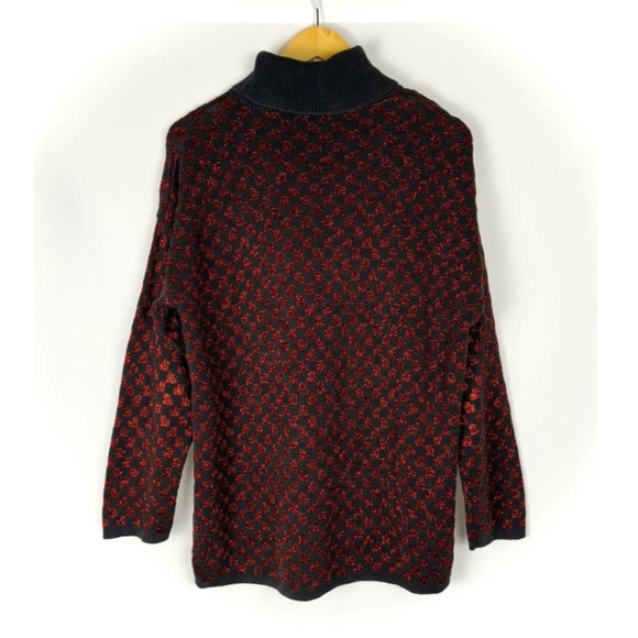 Vintage 1990’s ‘Pierre Cardin’ Knit Turtleneck Pullover Sweater - Red Sparkled - Picture 3 of 7